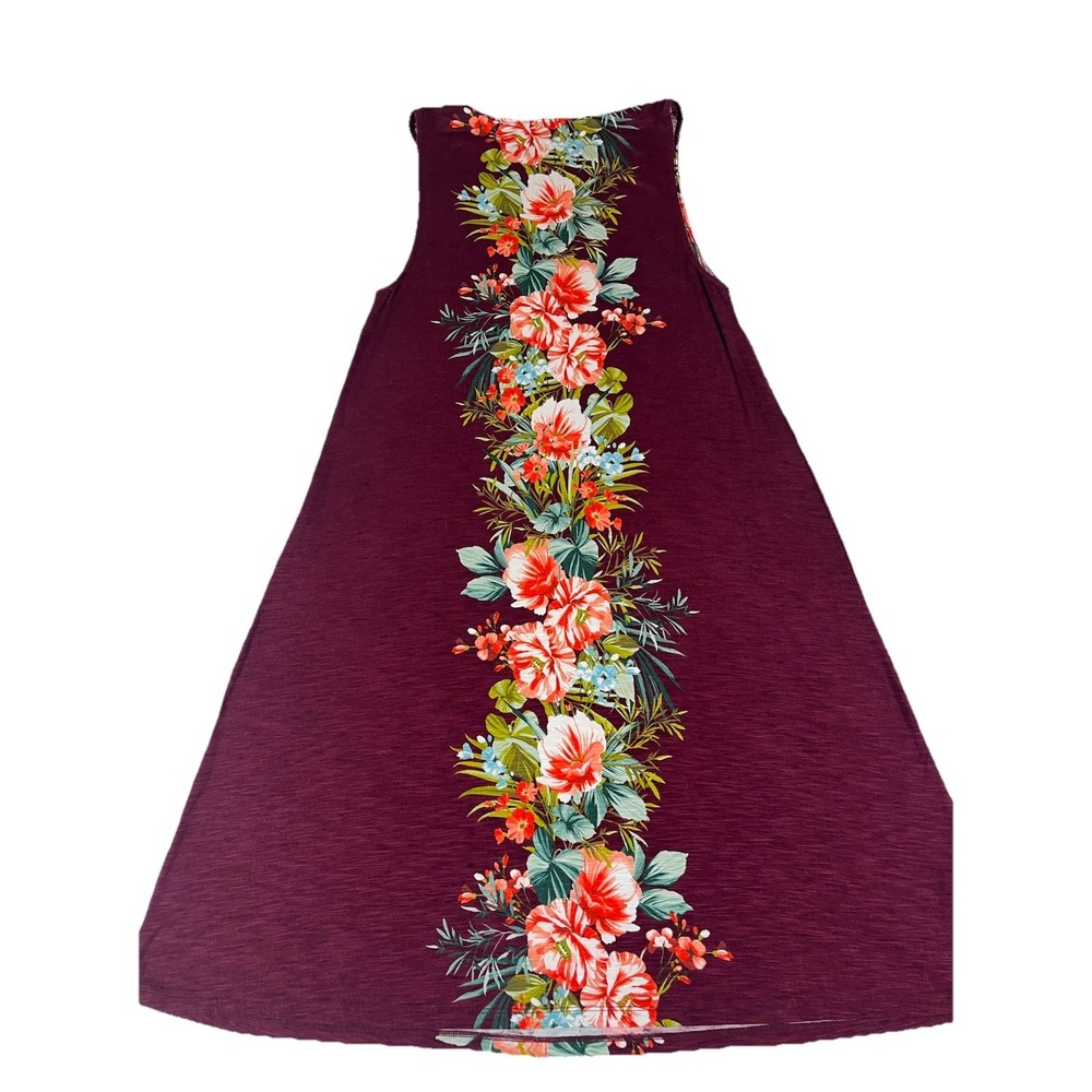 Tommy Bahama Dark Red Floral Print‎ Midi Dress Sz Medium Colorful Tropical - Picture 2 of 12
